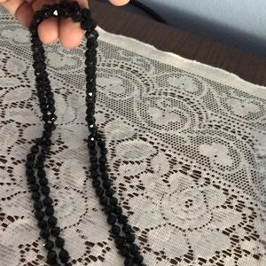 Vintage black jet bead necklace